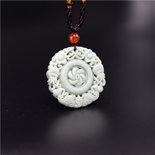 Jade Flower Bat Pendant Necklace Charm Jewelry