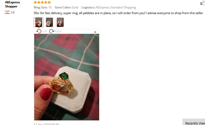 14K Gold Color Diamond Emerald Ring Jewelry