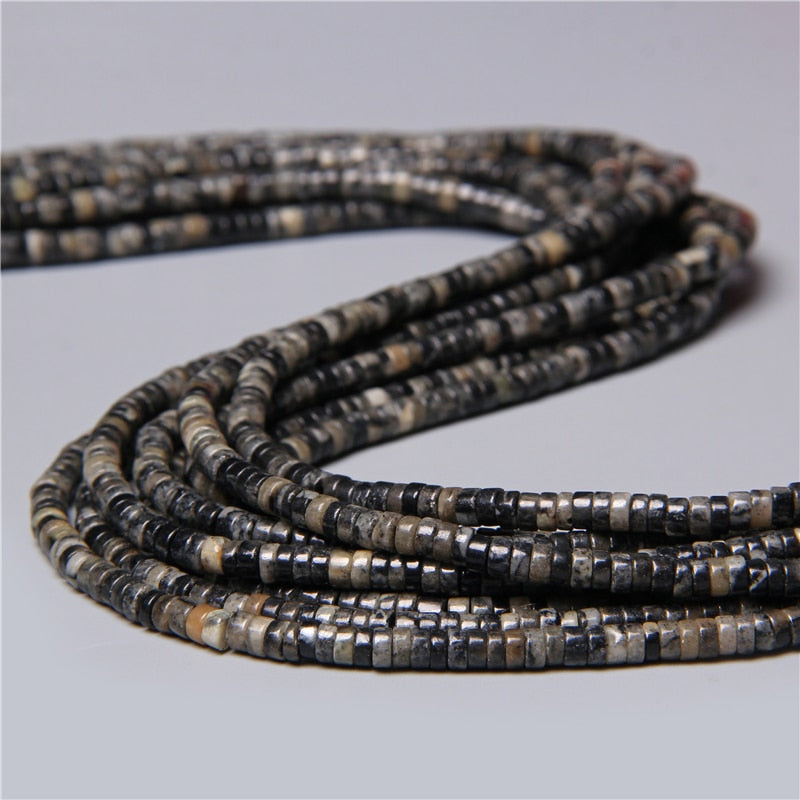Natural Rondelle Stone Beads Flat Round Jaspers