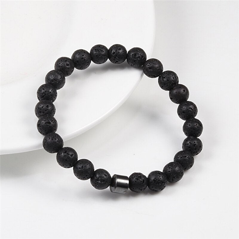 Men Natural Rock Stone Bracelet Energy Hematite