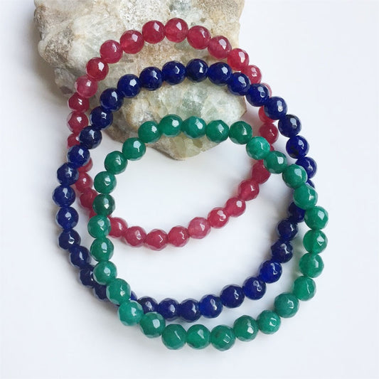 Faceted Sapphire Emerald Ruby Jade Bracelet Vintage