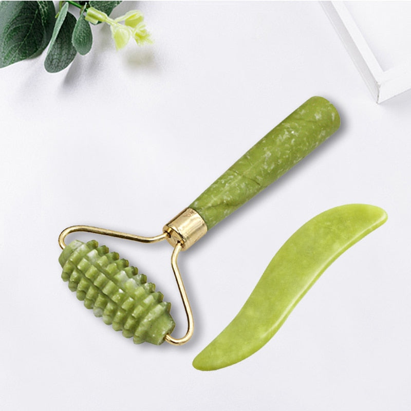 Natural Face Massager Guasha Jade Roller Scraper