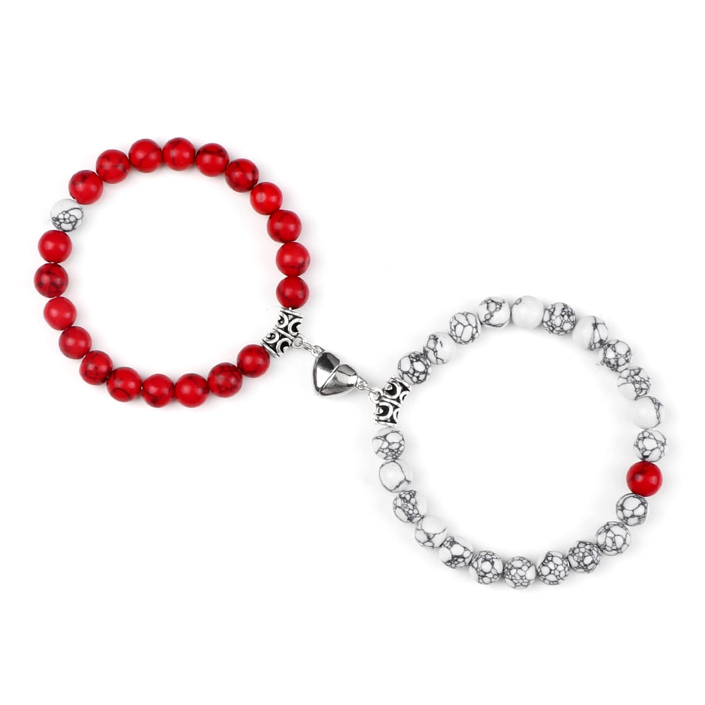 Stone Beads Bracelet for Lovers Heart Magnet Attraction