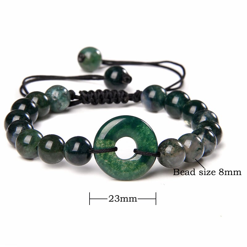 Green Natural Stone Beads Braided Bracelet Malachite