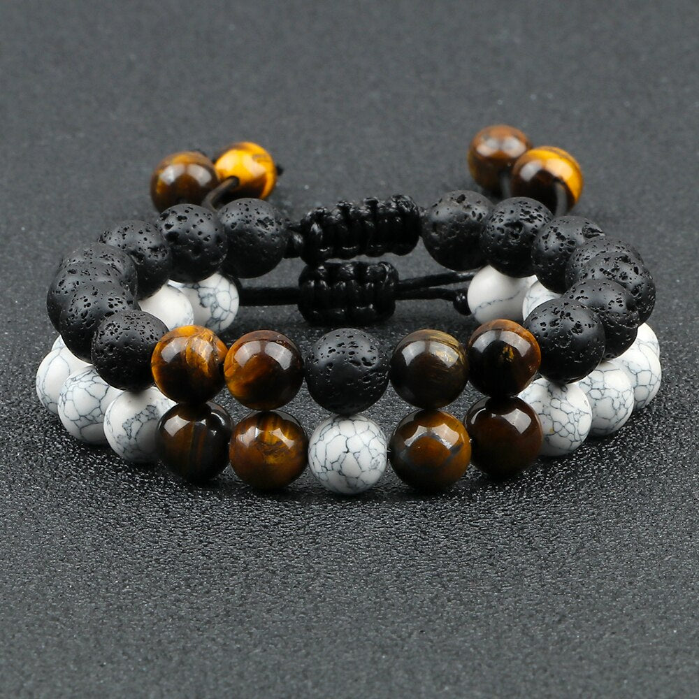 Adjustable Braided Natural Stone Beads Bracelets