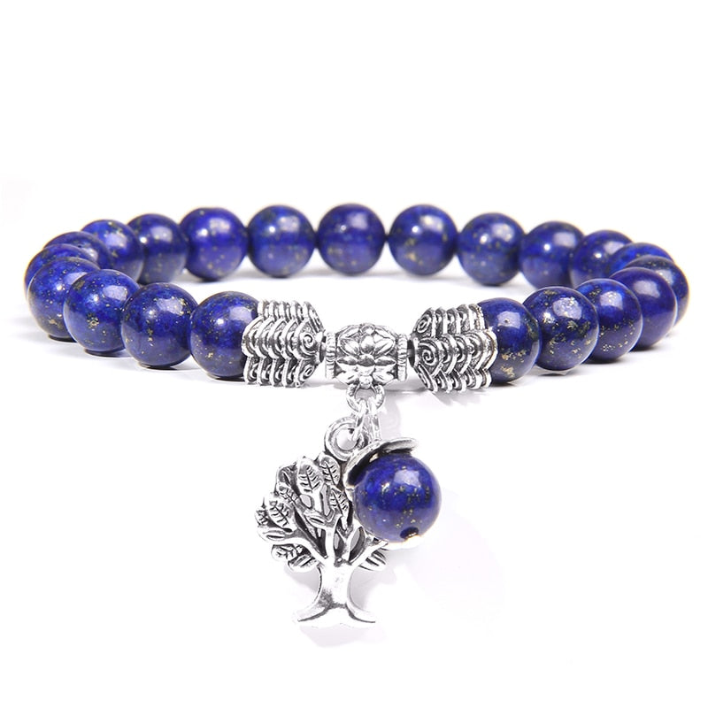 Natural Lapis Lazuli Stone Beads Bracelet Life Tree