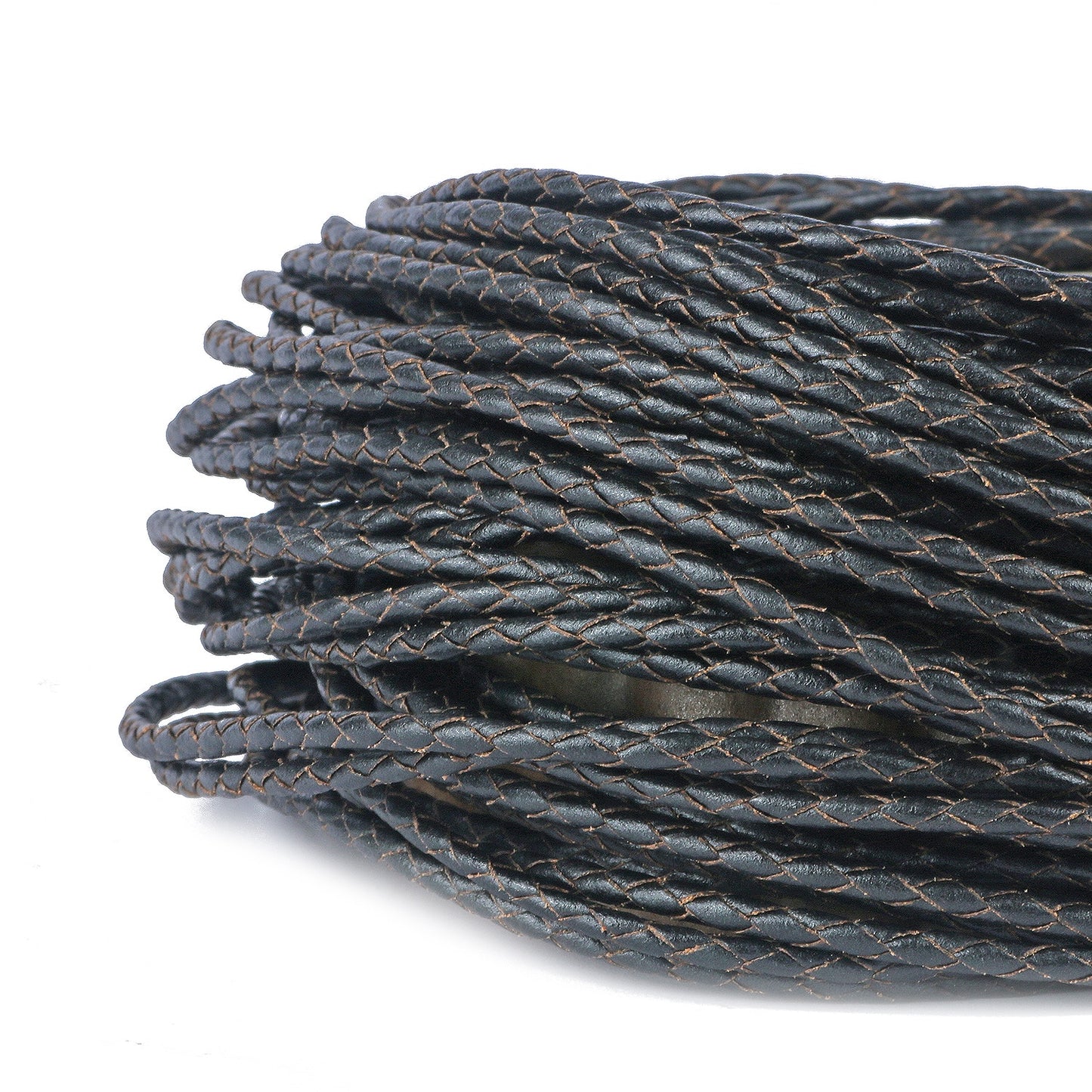 Black Braided Genuine Leather Rope Cord Jewelry