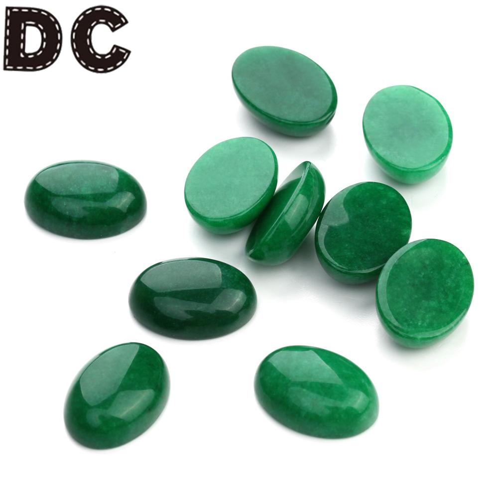 Oval Flatback Green Jade Cabochon Spacers For DIY Jewelry