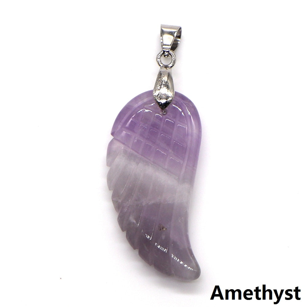 Angel Wing Pendants Natural Crystal Healing Gemstone
