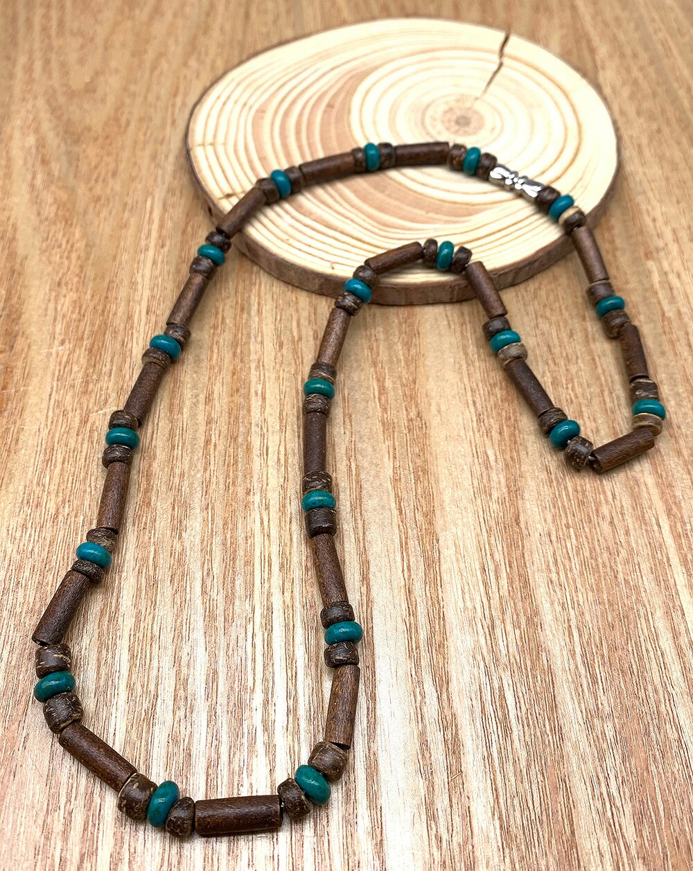 Natural coconut shell turquoise spacer beads