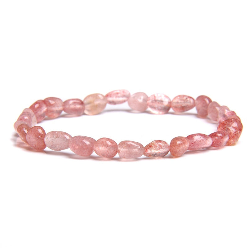 Pink Quartzs Chipped Gravel Beads Bracelets