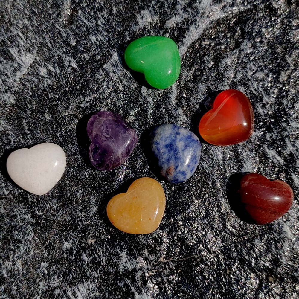 Yoga Energy Love Heart Stone Set Natural Agate Jade
