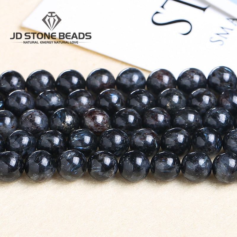 Natural Black Charoite Stone Beads Round