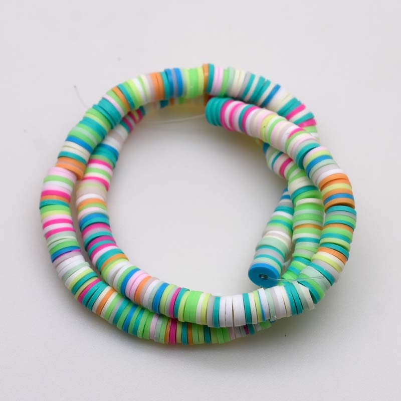 Flat Round Handmade Polymer Clay beads Chip Disk