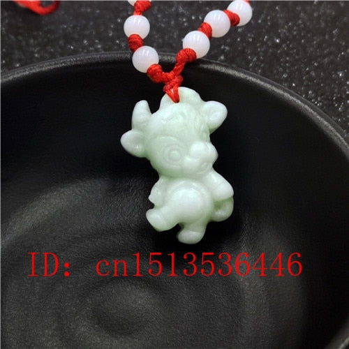 White Jade Zodiac Pendant Natural Animal Necklace