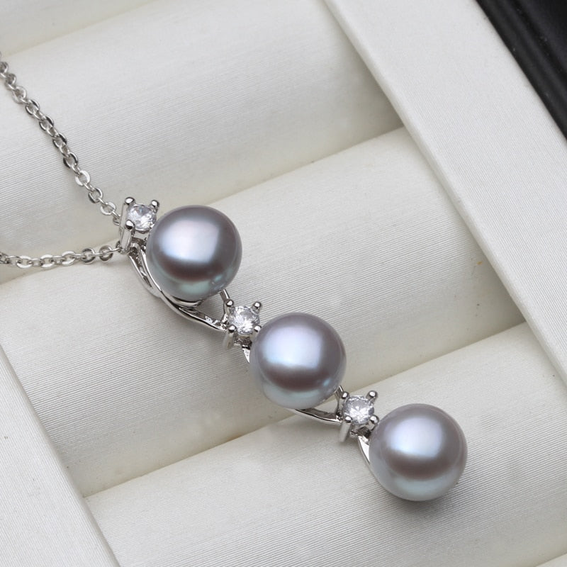 Fashion Freshwater Natural Black Pearl Pendant Women