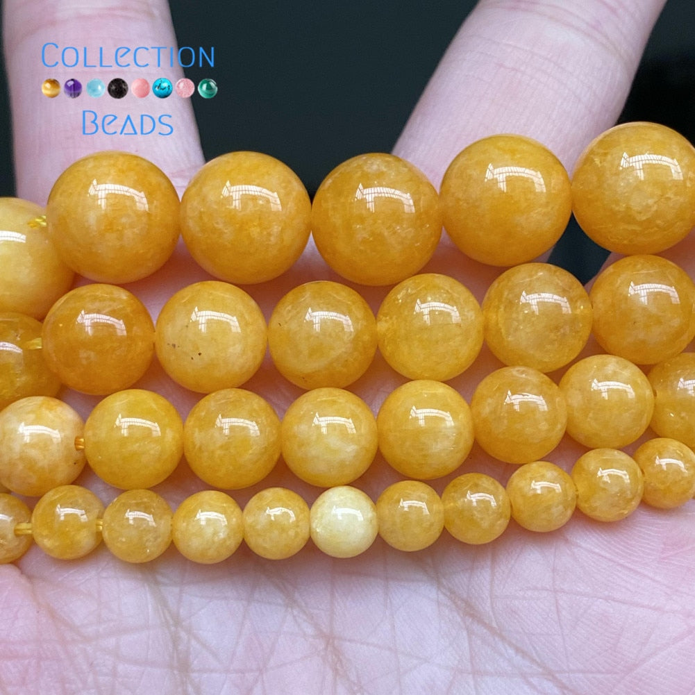 Natural Yellow Ambers Jades Stone Loose Round