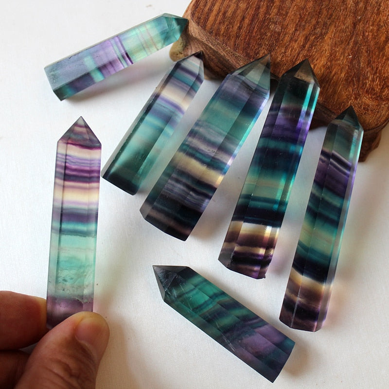 Natural Fluorite Crystal Colorful Striped Fluorite