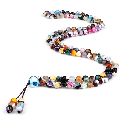 Round Agates Onyx Natural Stone Beads Necklace