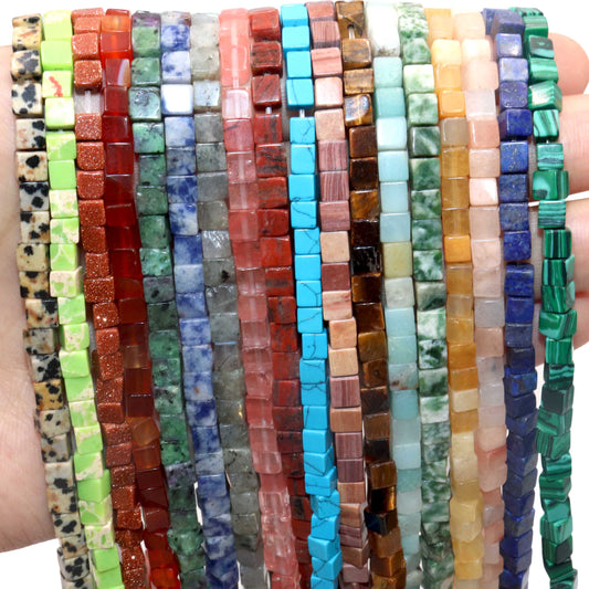 Natural Stone Square Jades Agates Spacer Loose Beads