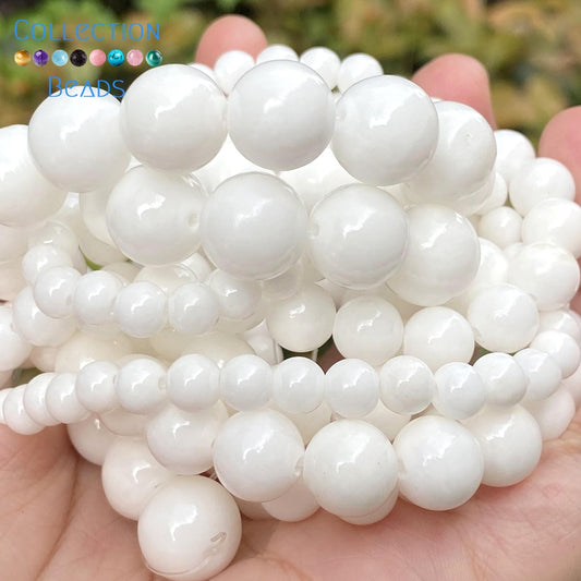 Natural Stone White Angelite Jades Round Spacer