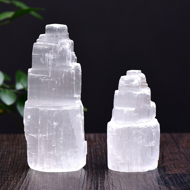 Selenite Lamp White Gemstones Ice Berg Carved