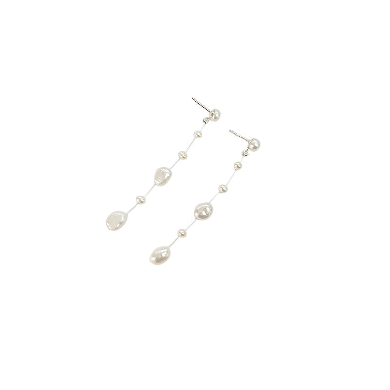ASHIQI Natural Baroque Pearl Long Earrings