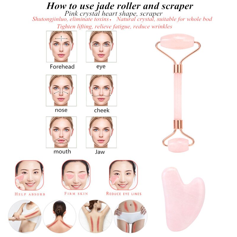 Rose Quartz Roller Facial Massager Powder Crystal