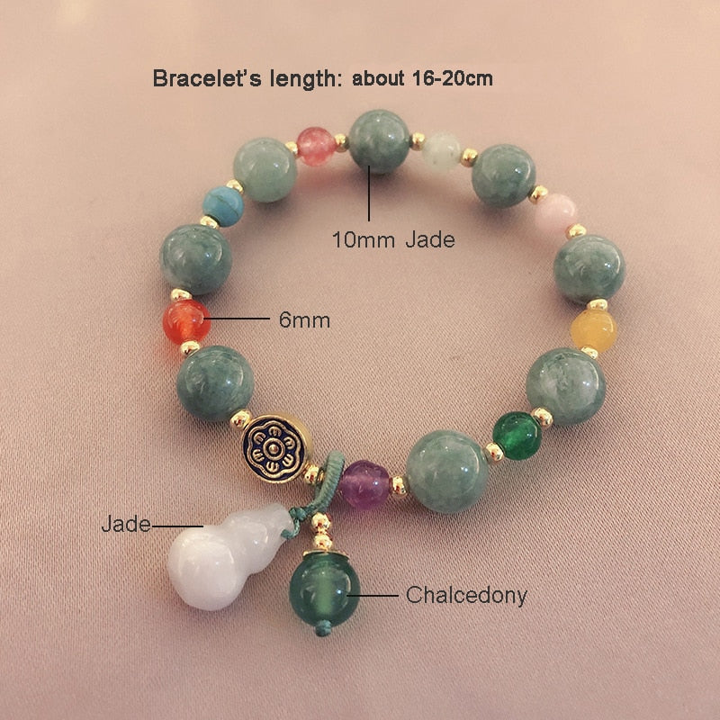 Chalcedony Beaded Bracelet for Women Green