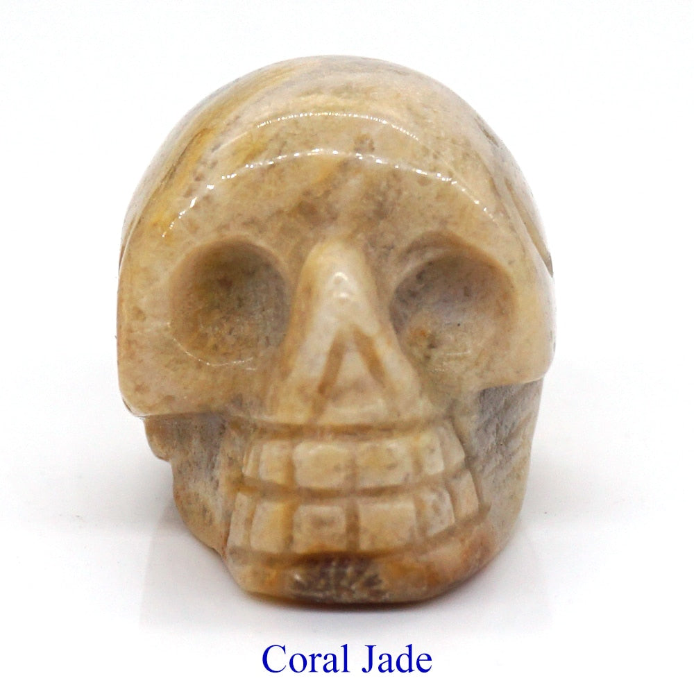 Skull Statue Natural Stone Carved Decoration Healing