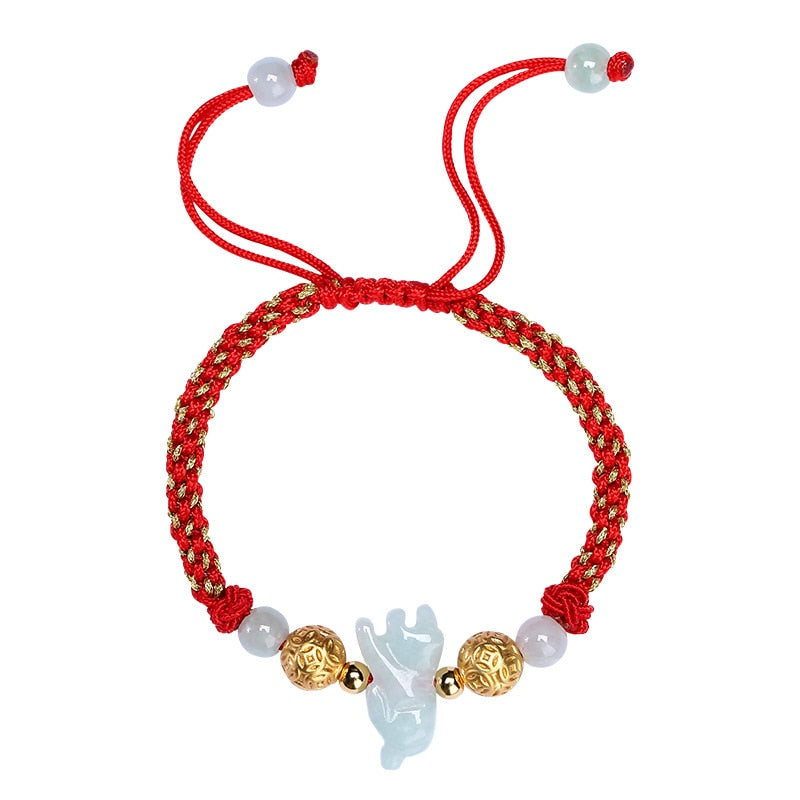 Charm Bracelets Chinese Zodiac Jade Weaven Rope