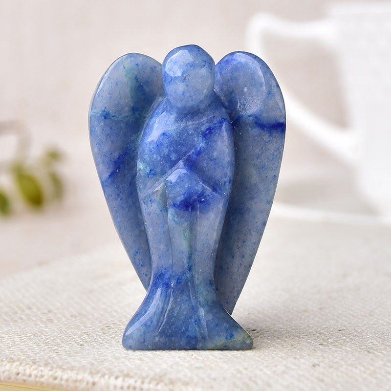 Crystal Guardian Angel Figurine Amethyst Rose Quartz