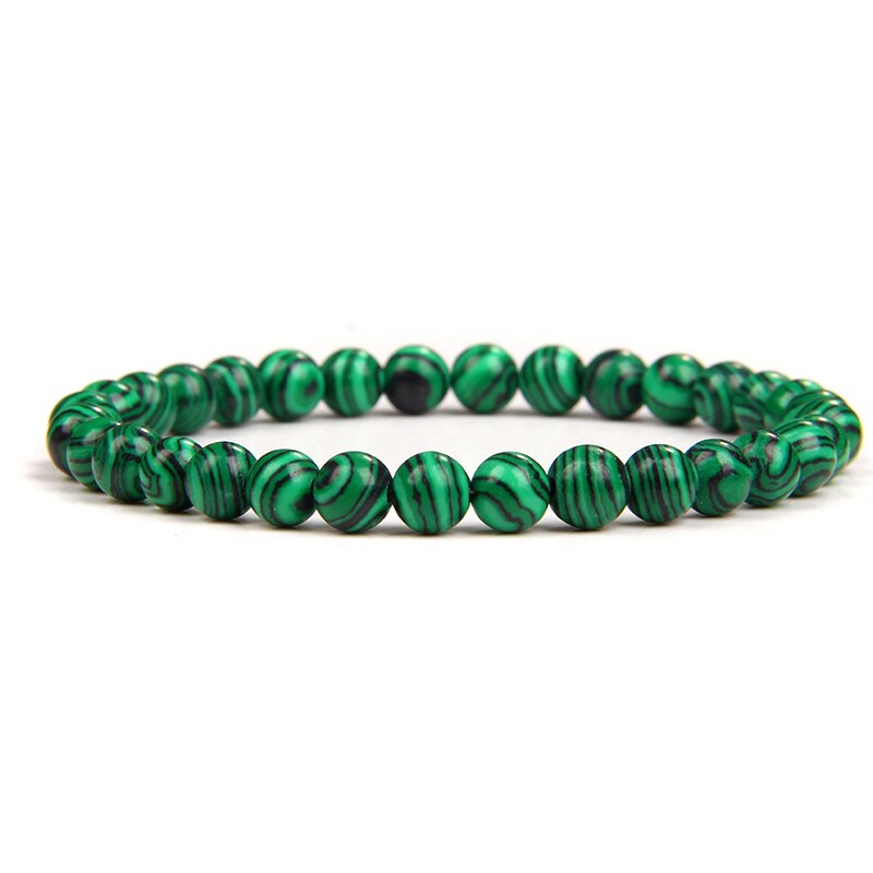 Natural Green Malachite Stone Bracelet Round Beads