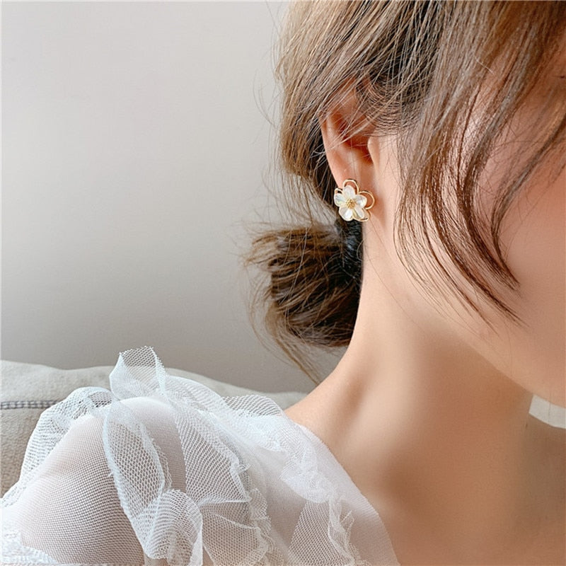 Resin Flower Stud Earrings Korean Fashion