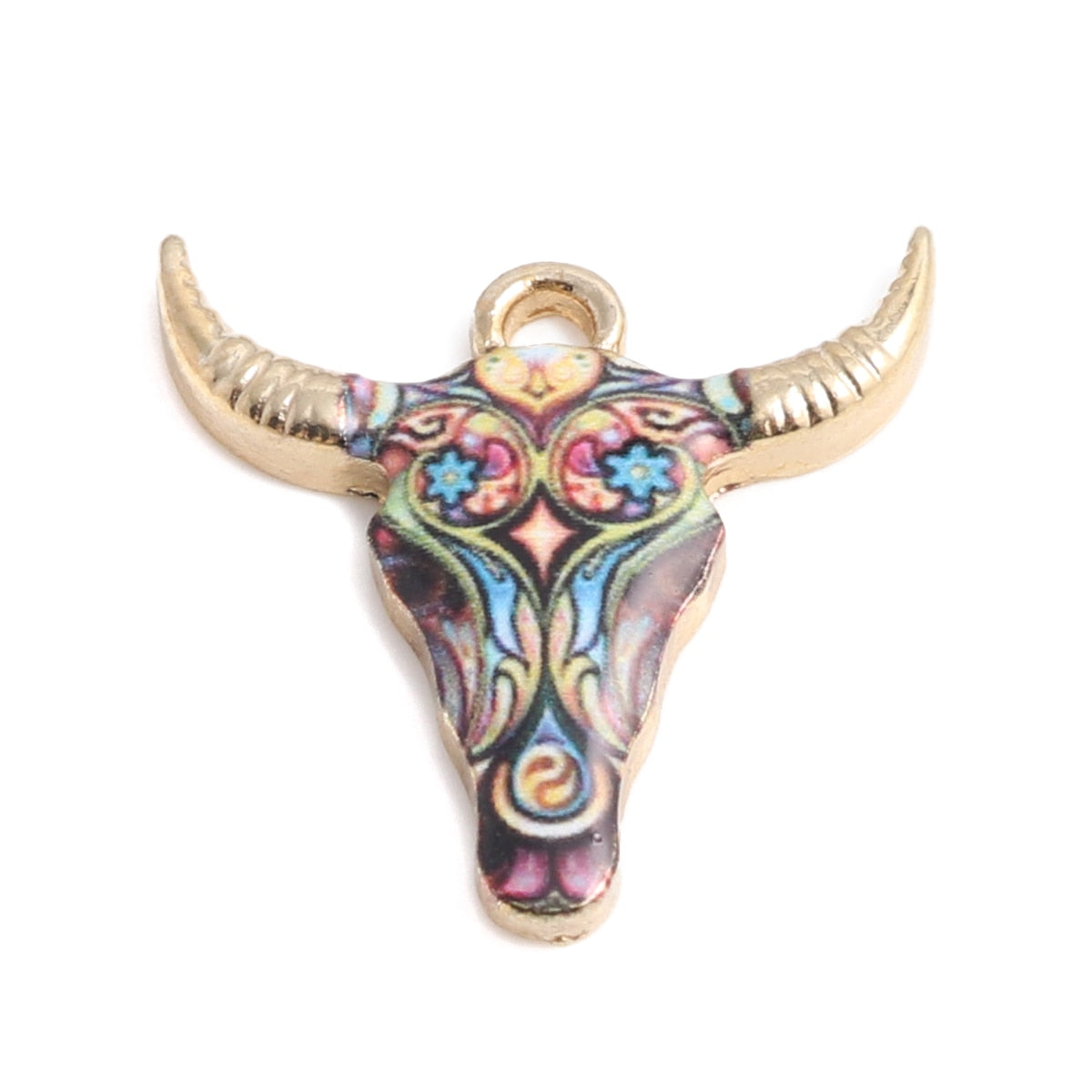 Cow Charms Zinc Based Alloy Multicolor Enamel Charms