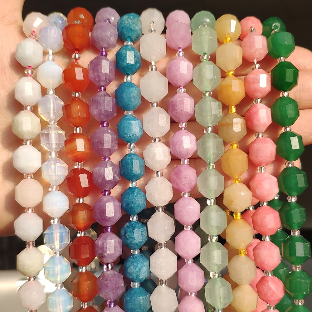 Natural Stone Beads Jades Crystal Faceted Sharp