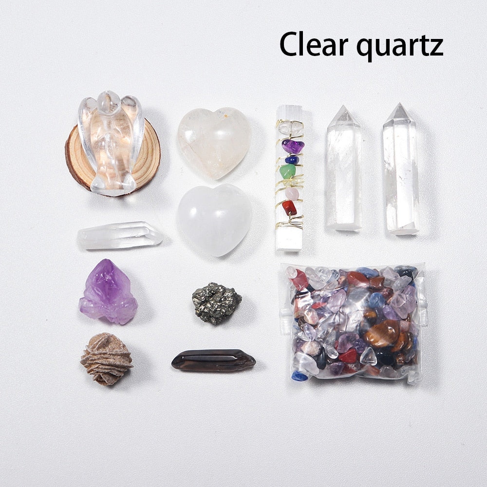 Natural Crystal Set Amethyst Clear Quartz Rose Quartz