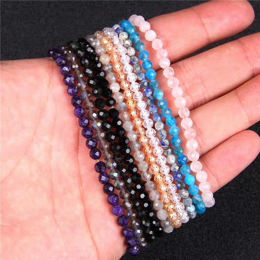 Handmade Gemstones Beads Bracelet Faceted Crystal