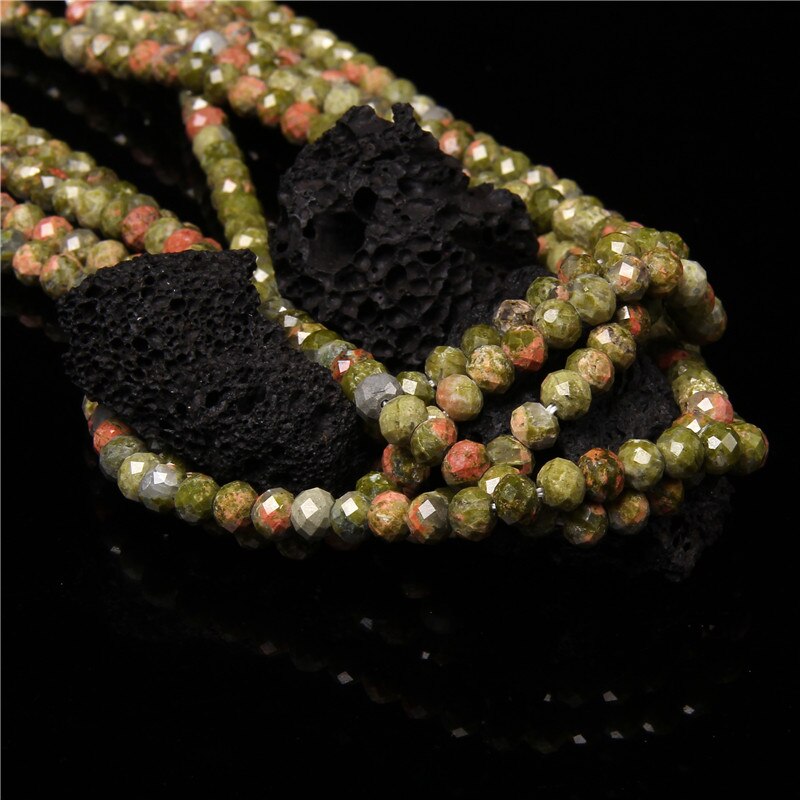 Green Jades Stone Beads Rondelle Flat Loose