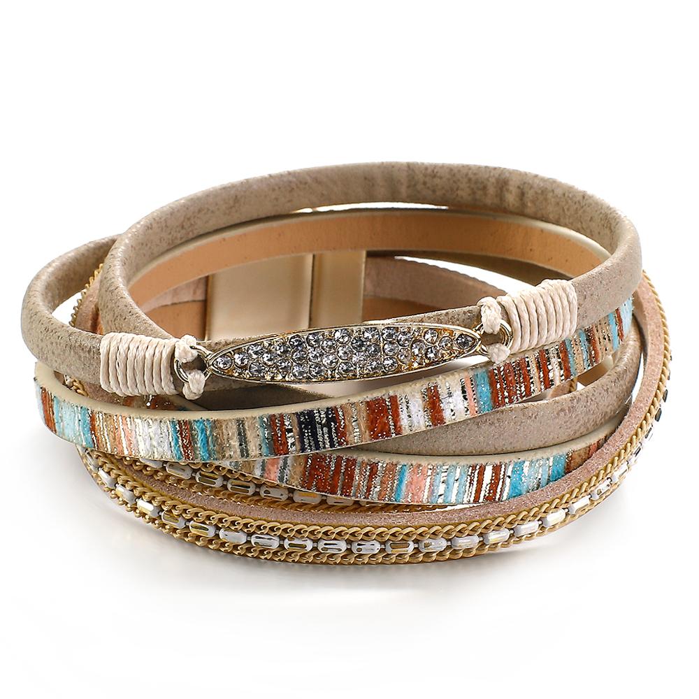 Simple Stripe Leather Bracelet for Women Bohemian