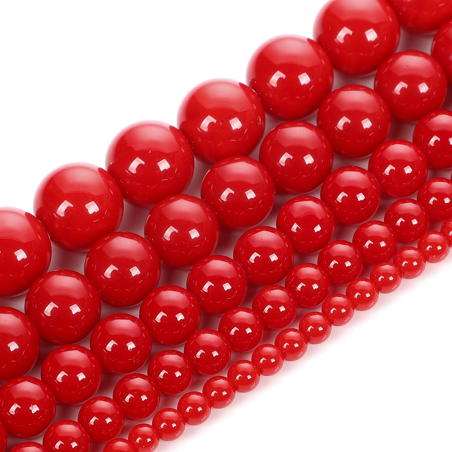 Natural Stone Beads Imitation Red Coral Jade Round