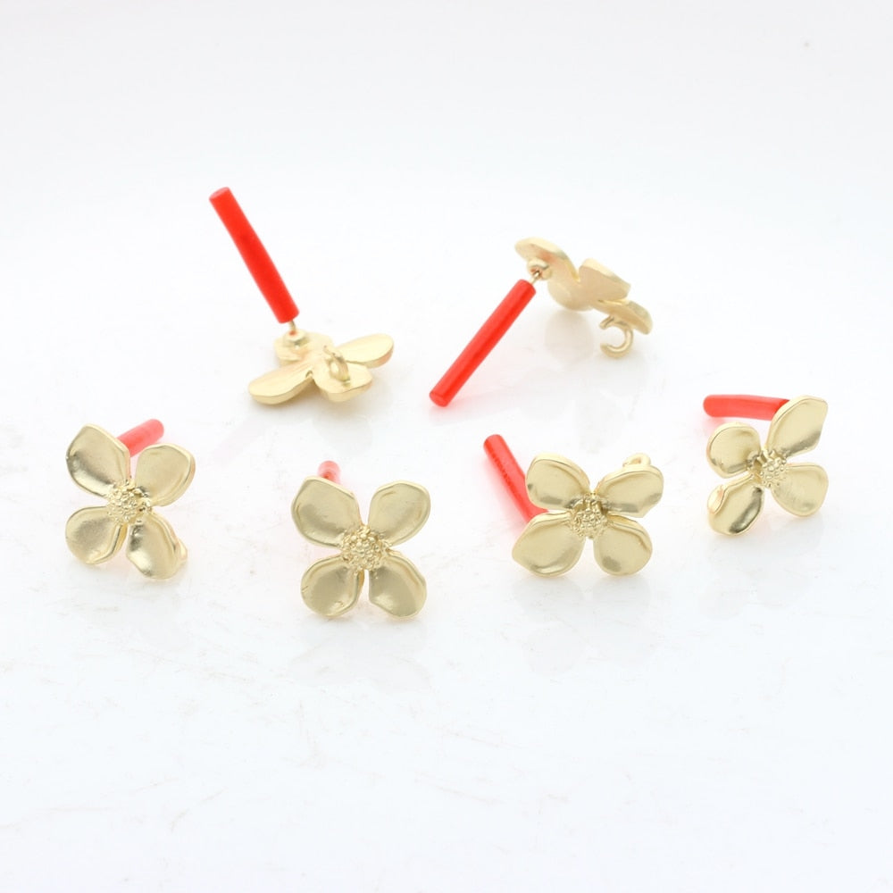 Zinc Alloy Golden Flowers Base Earrings Connector