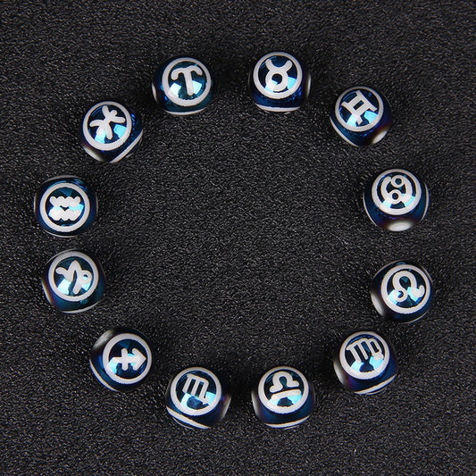 12 Zodiac Signs Beads Charms Blue Constellation