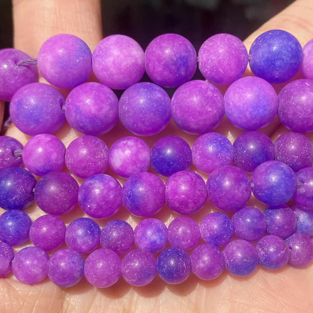 Dull Polish Natural Purple Sugilite Jades Stone Beads