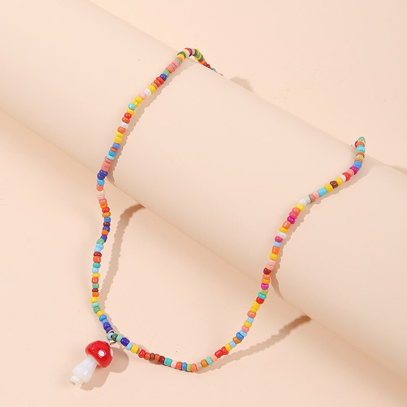 Boho Chic Seed Beads Necklace Colorful Neck Chain