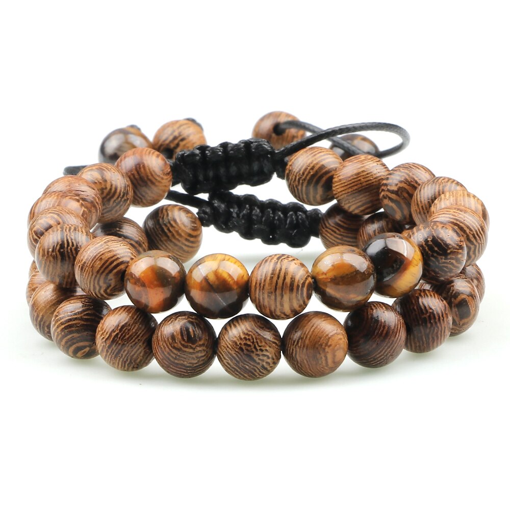 Adjustable Braided Natural Stone Beads Bracelets