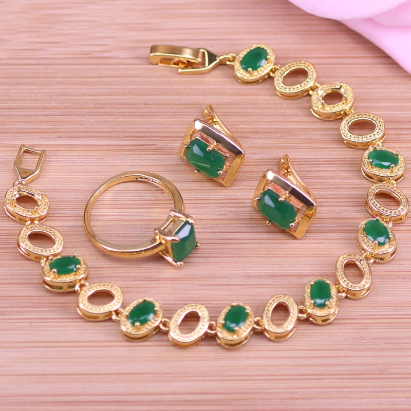 Jade Rose Gold Cotume Jewelry For Women Hoop Earrings