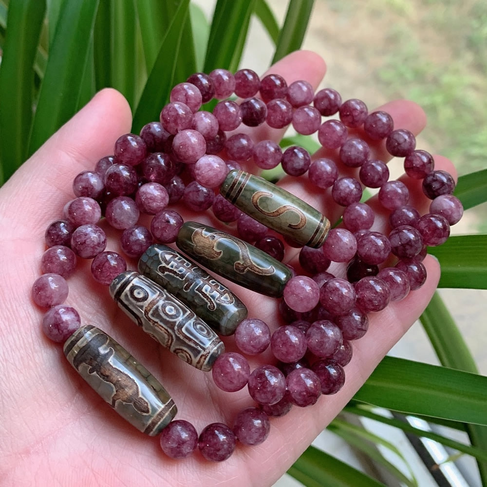 Healing Reiki Stone Natural Tibetan Dzi Agates Bracelet