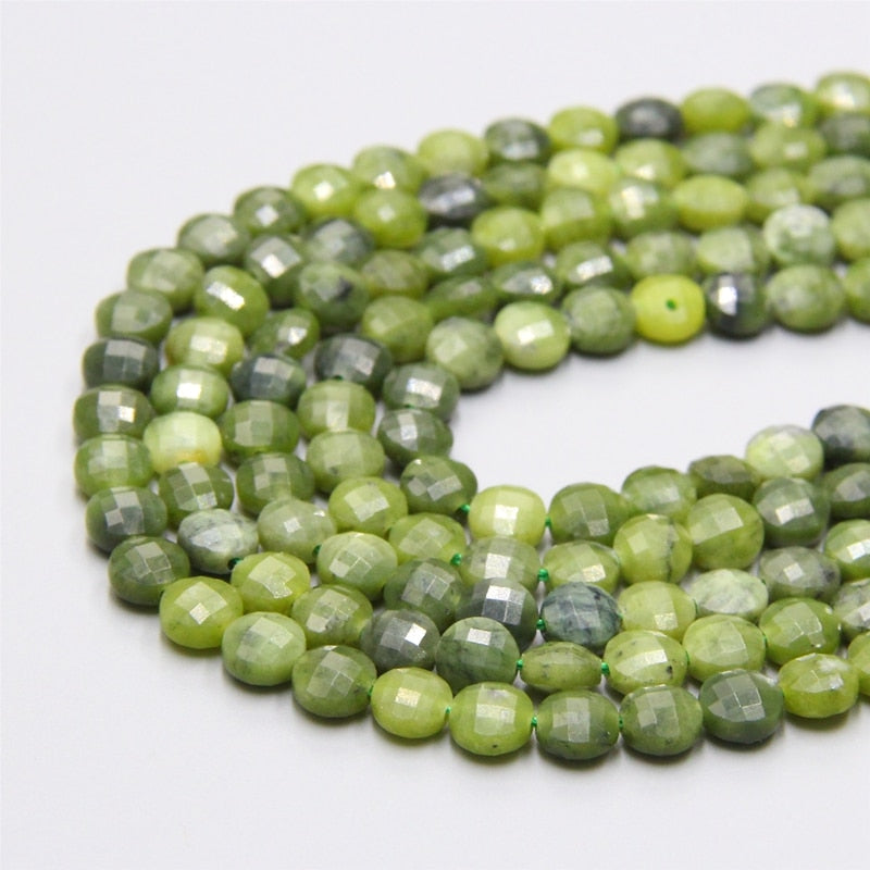 Faceted Round Green Russian Jades Stone Beads