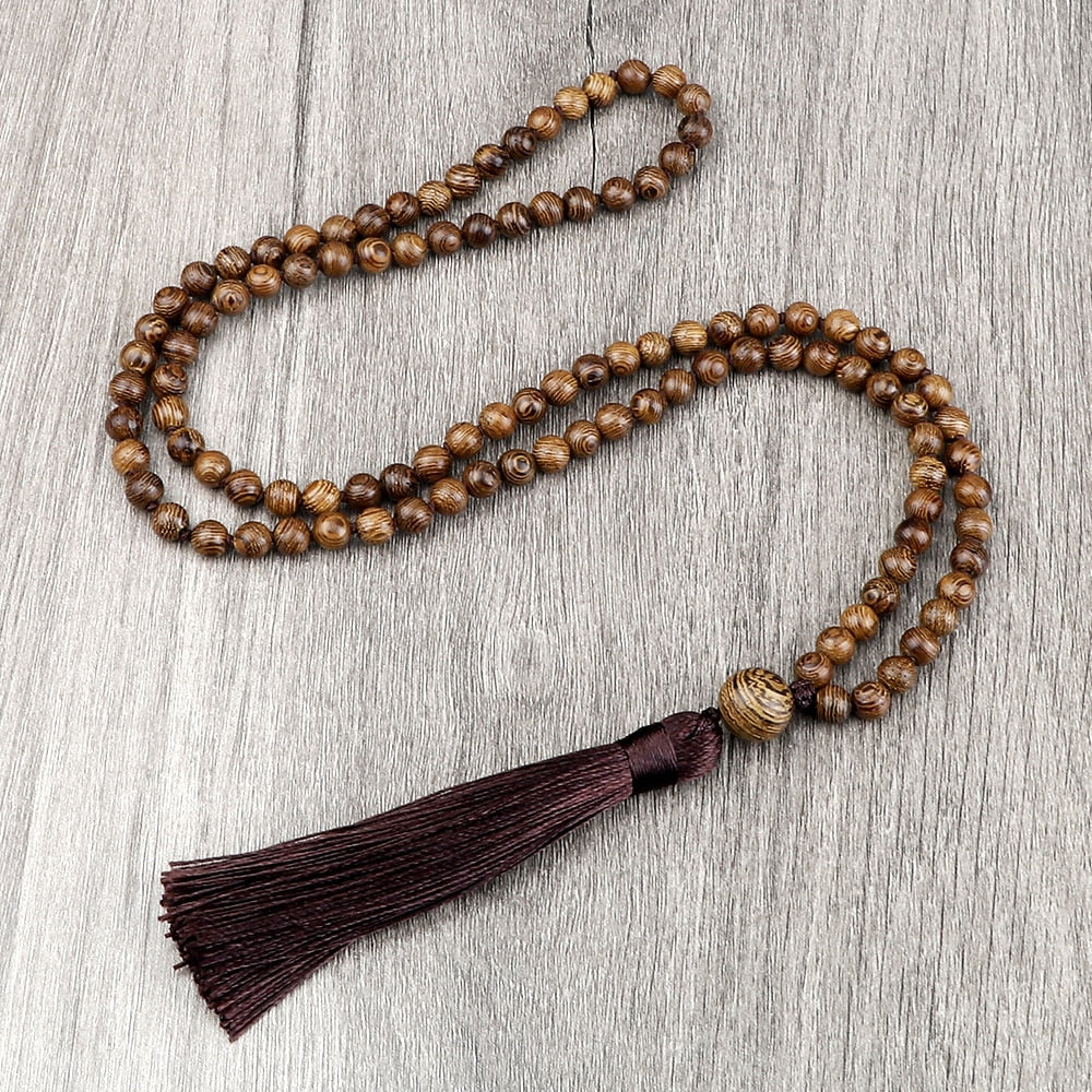 Men Mala Prayer Necklace 108 Natural Wooden